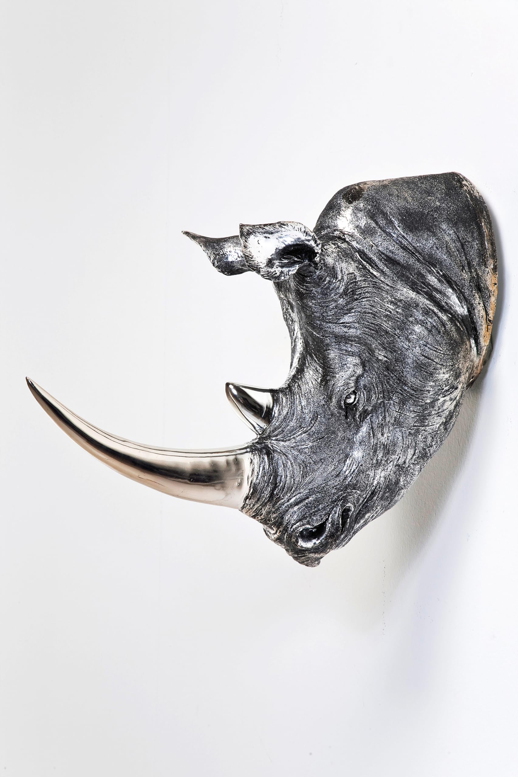 Kare Design Deco Head Rhino Antique, silver, polyresin
